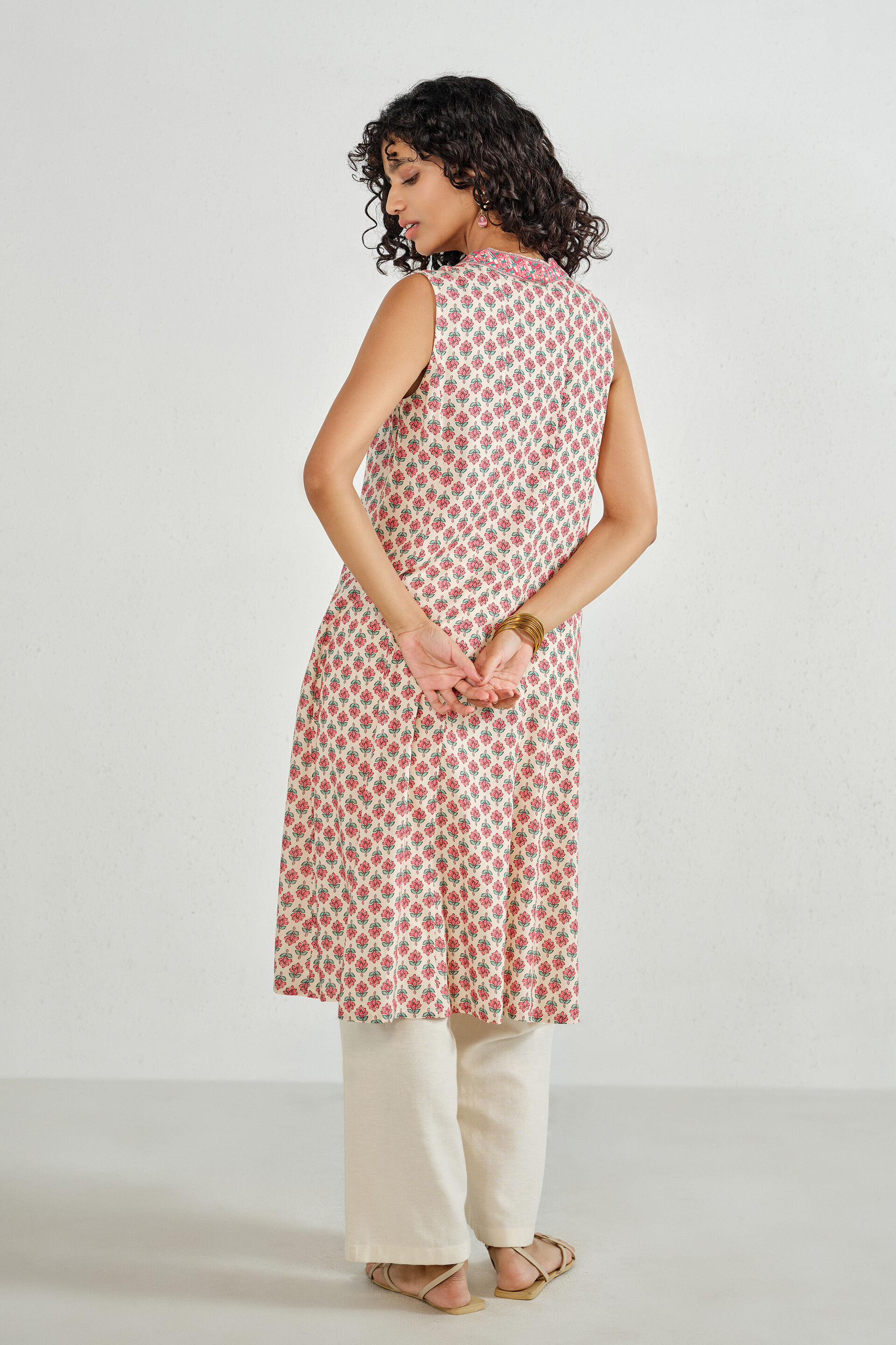 Pleated Pink Kurta, Off White, image 5
